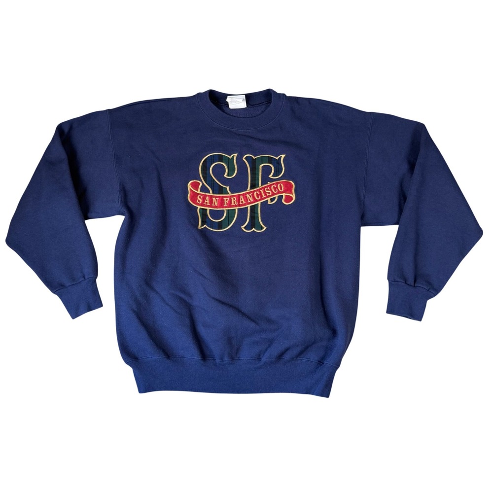 Vintage Hanes Heavyweight San Francisco Embroidered Sweatshirt Navy Mens Large